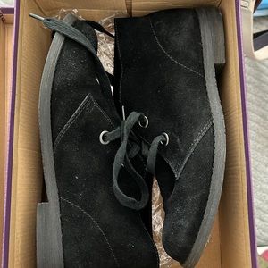 Womens black suede lace up bootie